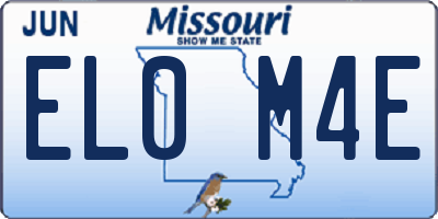 MO license plate EL0M4E