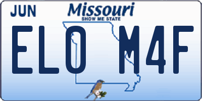 MO license plate EL0M4F