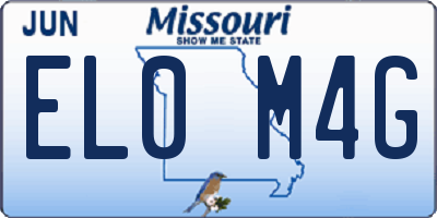 MO license plate EL0M4G