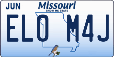 MO license plate EL0M4J