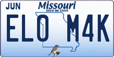 MO license plate EL0M4K