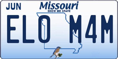 MO license plate EL0M4M
