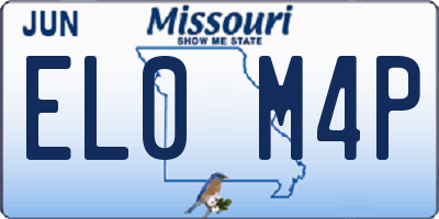 MO license plate EL0M4P