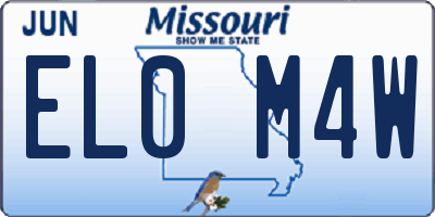 MO license plate EL0M4W