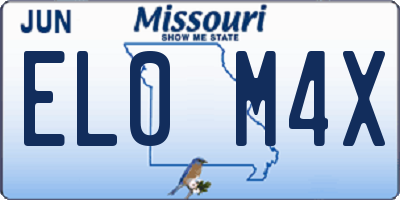 MO license plate EL0M4X