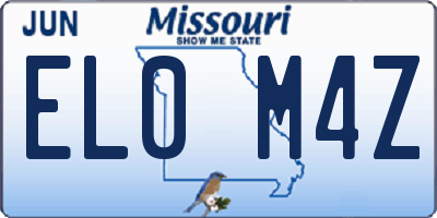 MO license plate EL0M4Z
