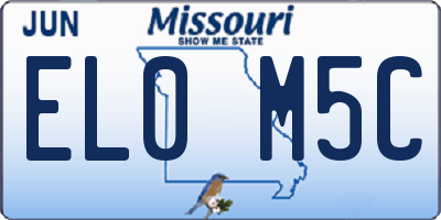 MO license plate EL0M5C