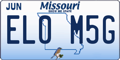 MO license plate EL0M5G