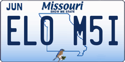 MO license plate EL0M5I