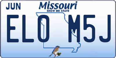 MO license plate EL0M5J