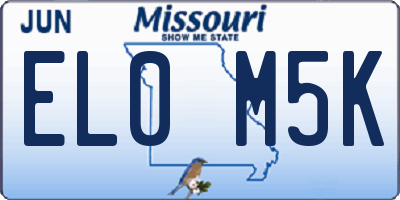 MO license plate EL0M5K