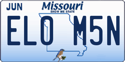 MO license plate EL0M5N
