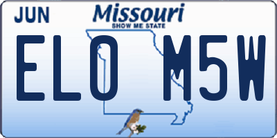 MO license plate EL0M5W