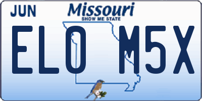 MO license plate EL0M5X