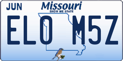 MO license plate EL0M5Z