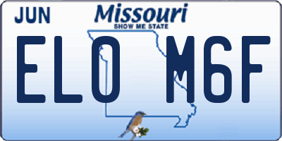 MO license plate EL0M6F