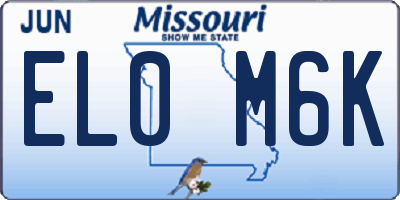 MO license plate EL0M6K