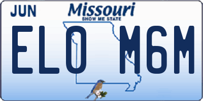 MO license plate EL0M6M