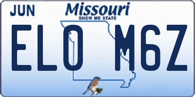 MO license plate EL0M6Z
