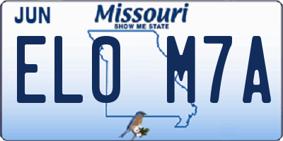 MO license plate EL0M7A