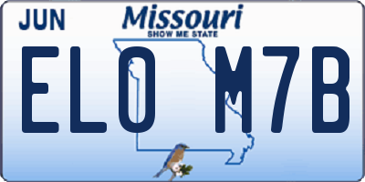 MO license plate EL0M7B