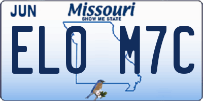 MO license plate EL0M7C