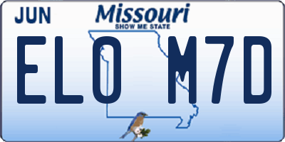 MO license plate EL0M7D