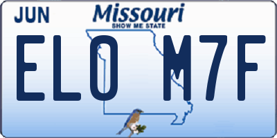 MO license plate EL0M7F