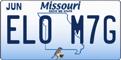 MO license plate EL0M7G