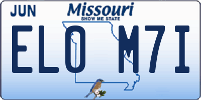 MO license plate EL0M7I