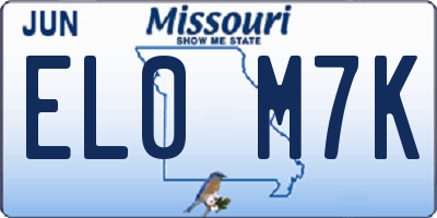MO license plate EL0M7K