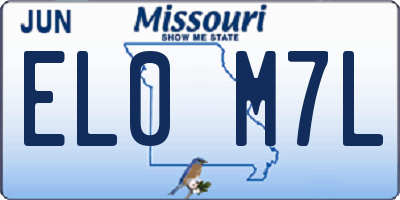 MO license plate EL0M7L