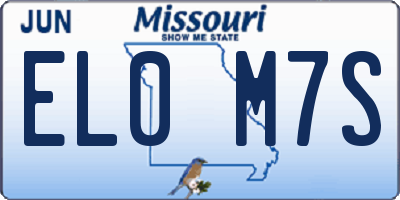 MO license plate EL0M7S