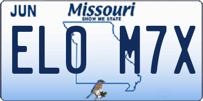 MO license plate EL0M7X