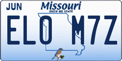MO license plate EL0M7Z