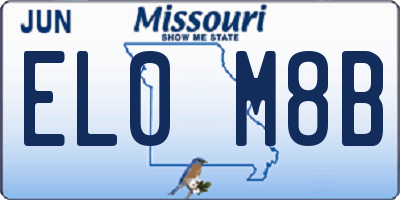 MO license plate EL0M8B