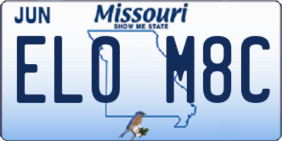 MO license plate EL0M8C