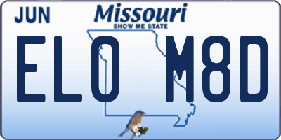 MO license plate EL0M8D