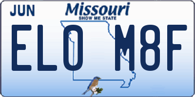 MO license plate EL0M8F