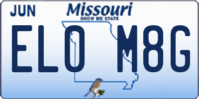 MO license plate EL0M8G