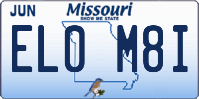 MO license plate EL0M8I