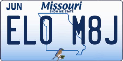 MO license plate EL0M8J