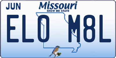 MO license plate EL0M8L