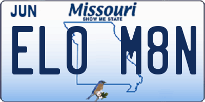 MO license plate EL0M8N