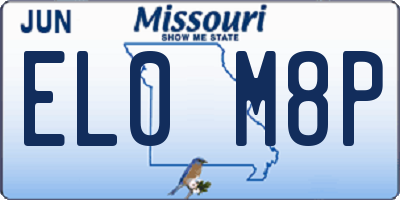 MO license plate EL0M8P