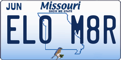 MO license plate EL0M8R