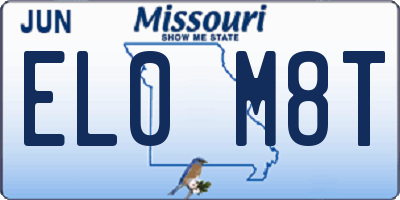 MO license plate EL0M8T