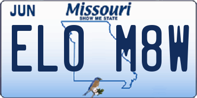 MO license plate EL0M8W