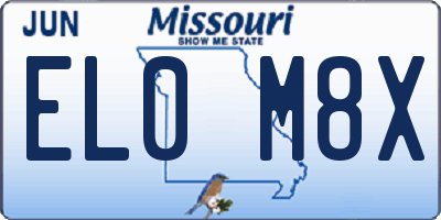 MO license plate EL0M8X