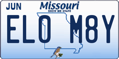 MO license plate EL0M8Y